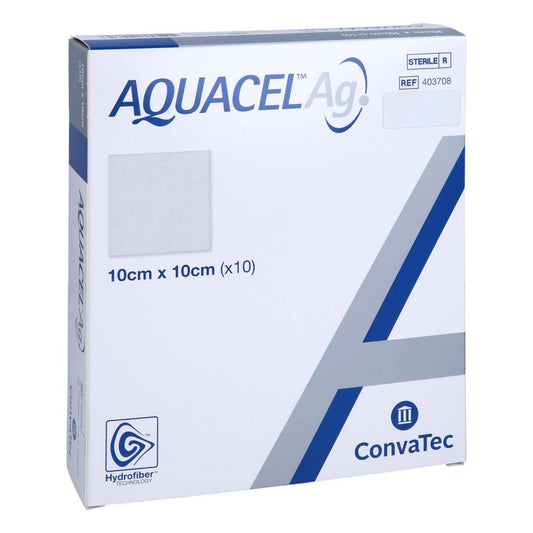 Das Produktfoto zeigt Aquacel Ag 10x10 Cm Kompressen (10 stk) PZN 13831085