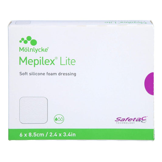 Das Produktfoto zeigt Mepilex Lite Schaumverband 6x8,5 Cm Steril (5 stk) PZN 13835700