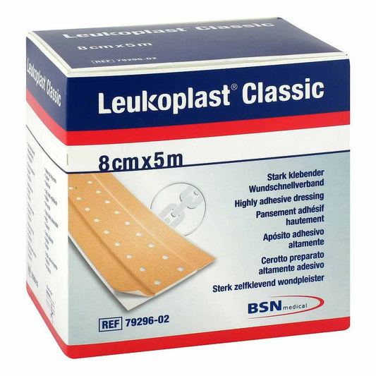 Das Produktfoto zeigt Leukoplast Classic Pflaster 8 Cmx5 M Rolle (1 stk) PZN 13838213