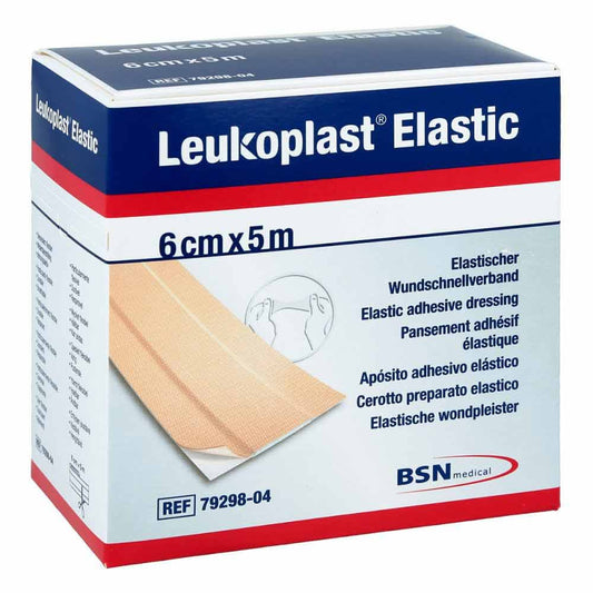 Das Produktfoto zeigt Leukoplast Elastic Pflaster 6 Cmx5 M Rolle (1 stk) PZN 13838271