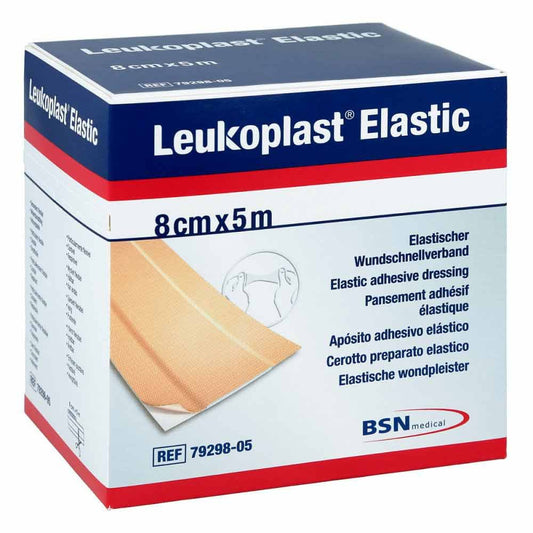 Das Produktfoto zeigt Leukoplast Elastic Pflaster 8 Cmx5 M Rolle (1 stk) PZN 13838288