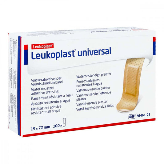Das Produktfoto zeigt Leukoplast Universal Strips Wasserabw.19x72 Mm (100 stk) PZN 13838302
