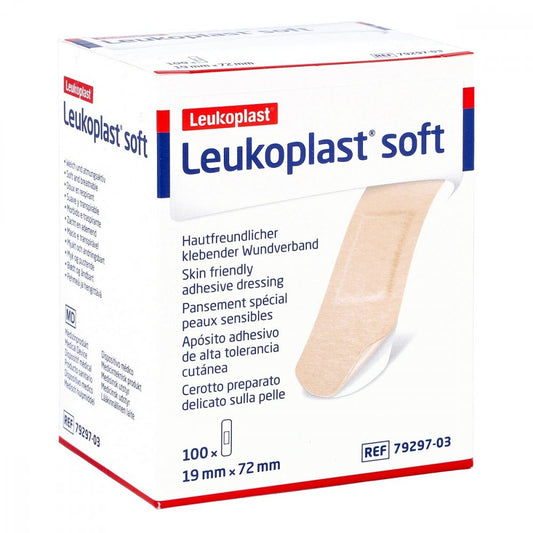 Das Produktfoto zeigt Leukoplast Soft Pflasterstrips 19x72 Mm (100 stk) PZN 13838420