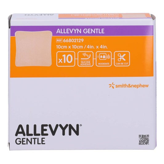 Das Produktfoto zeigt Allevyn Gentle 10x10 Cm Schaumverband (10 stk) PZN 13846224