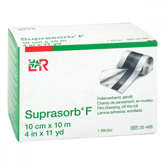 Das Produktfoto zeigt Suprasorb F Folien Wundverb.10 Cmx10 M Unste.Rolle (1 stk) PZN 13858701