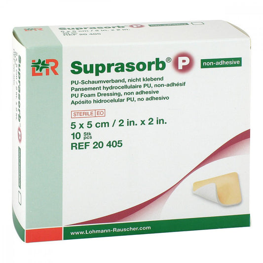 Das Produktfoto zeigt Suprasorb P Pu-Schaumv.Nicht Klebend 5x5 Cm (10 stk) PZN 13858724