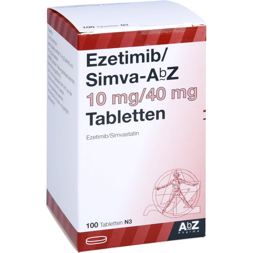 Das Produktfoto zeigt Ezetimib/Simva Abz 10 Mg/40 Mg Tabletten (100 stk) PZN 13863205