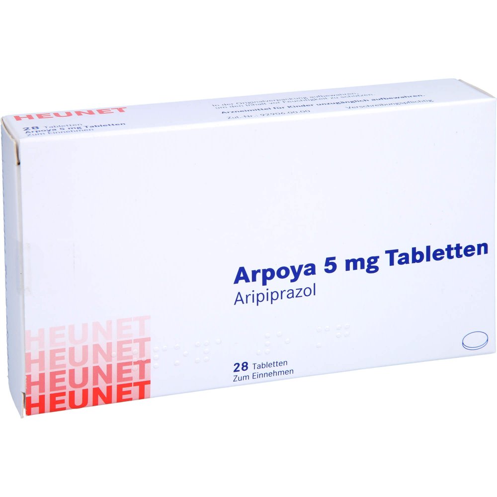 Das Produktfoto zeigt Arpoya 5 Mg Tabletten Heunet (28 stk) PZN 13876828