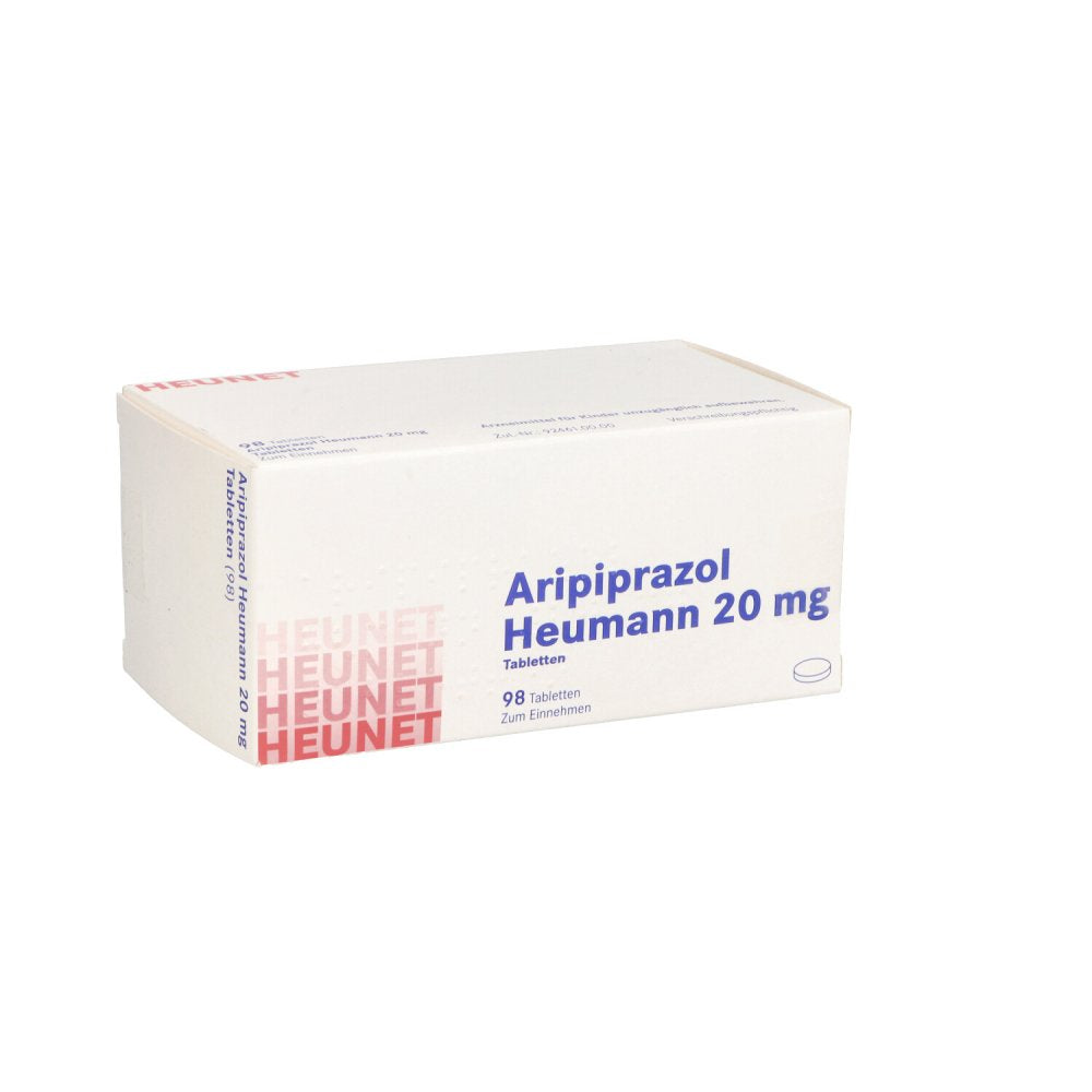 Das Produktfoto zeigt Aripiprazol Heumann 20 Mg Tabletten Heunet (98 stk) PZN 13877058