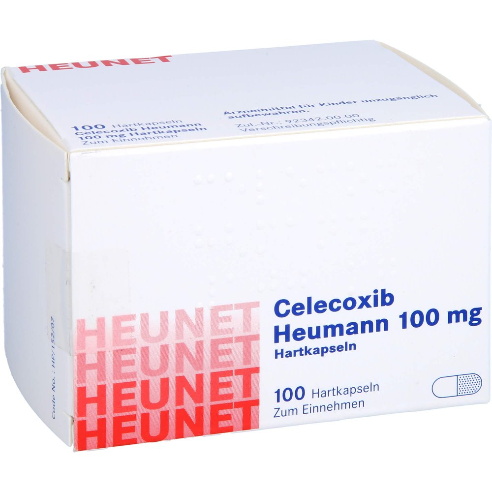 Das Produktfoto zeigt Celecoxib Heumann 100 Mg Hartkapseln Heunet (100 stk) PZN 13877093