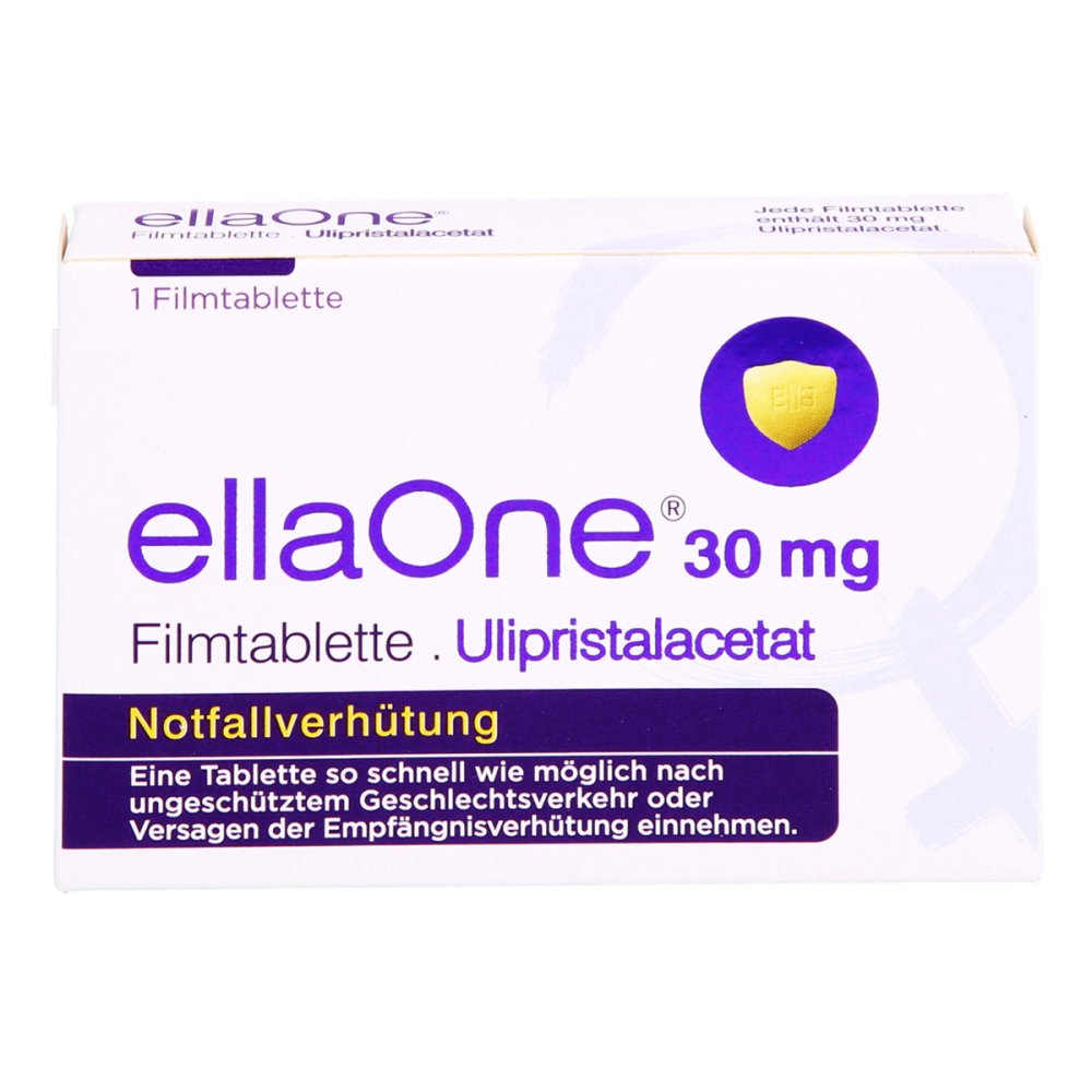 Das Produktfoto zeigt Ellaone 30 Mg Filmtabletten (1 stk) PZN 13877420