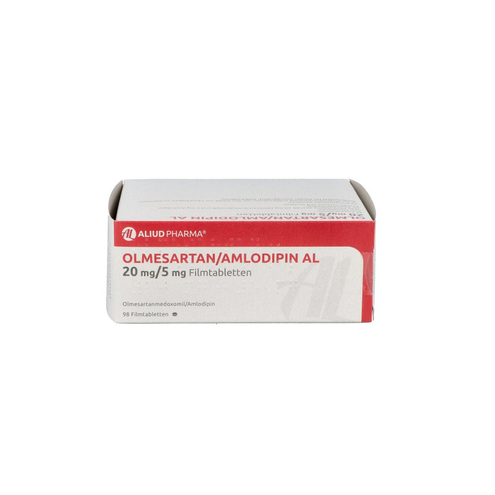 Das Produktfoto zeigt Olmesartan/Amlodipin Al 20 Mg/5 Mg Filmtabletten (98 stk) PZN 13878342