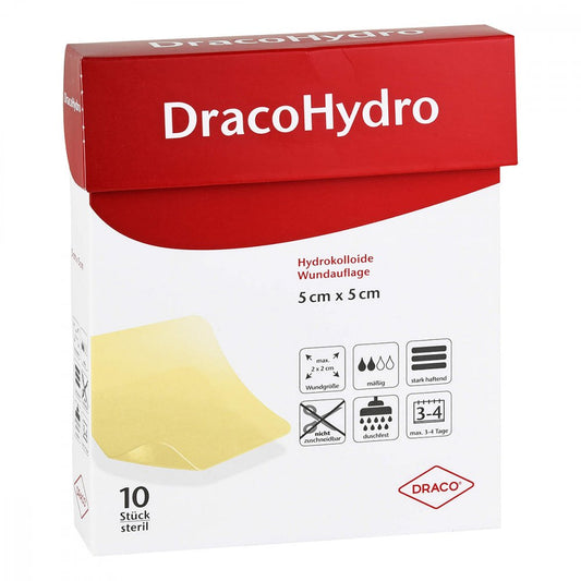 Das Produktfoto zeigt Dracohydro Hydrokoll.Wundauflage 5x5 Cm (10 stk) PZN 13879212