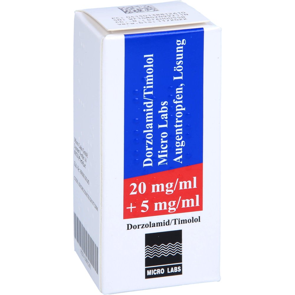 Das Produktfoto zeigt Dorzolamid/Timolol Micro Labs 20 Mg/Ml+5 Mg/Ml Atr (1X5 ml) PZN 13881261
