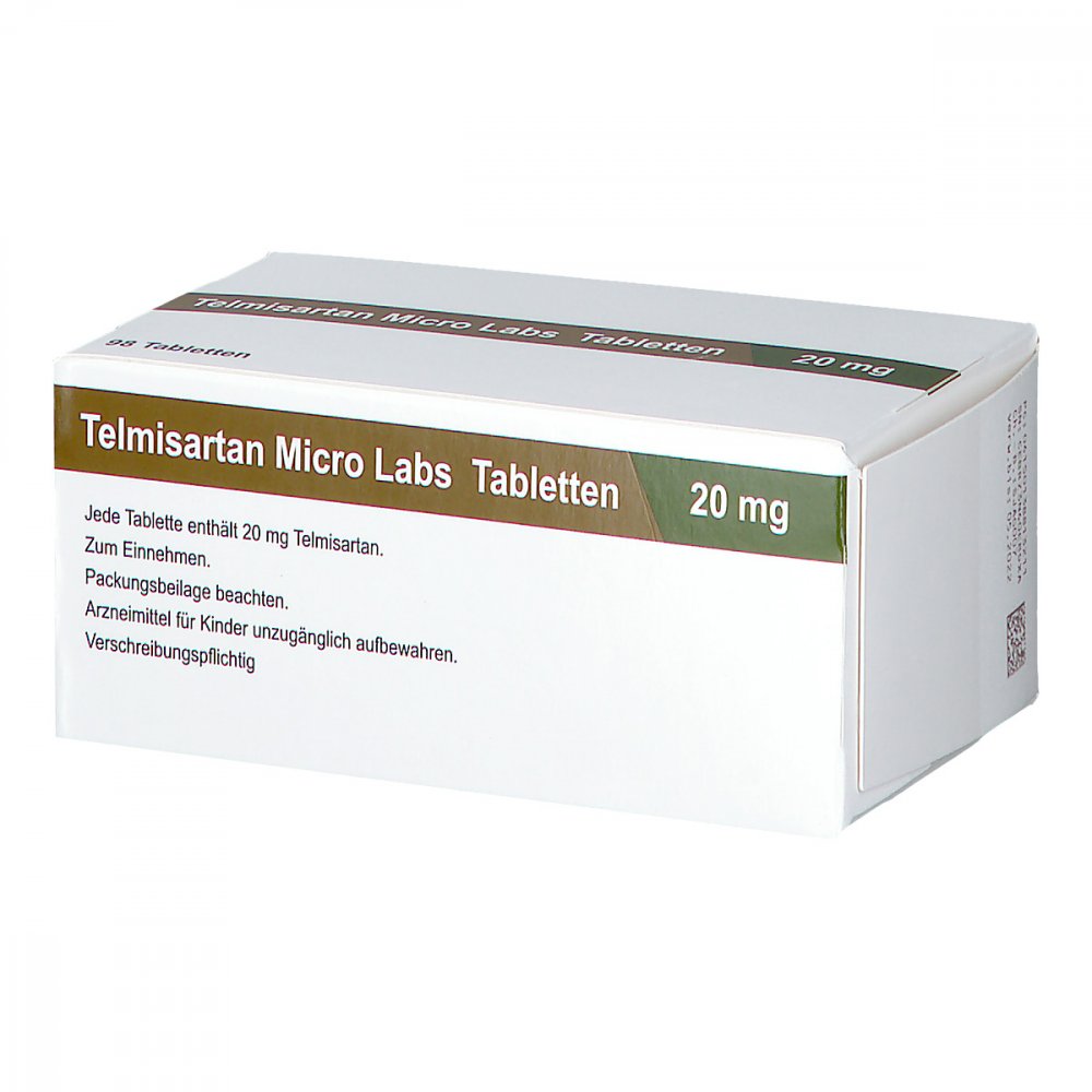 Das Produktfoto zeigt Telmisartan Micro Labs 20 Mg Tabletten (98 stk) PZN 13881321