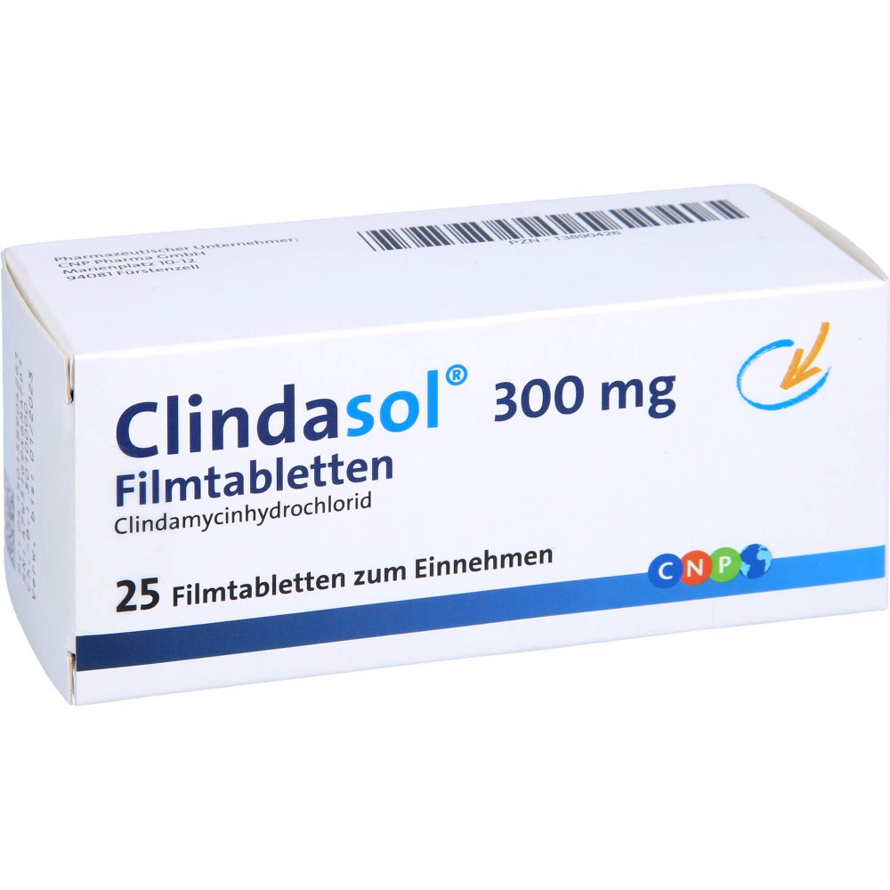 Das Produktfoto zeigt Clindasol 300 Mg Filmtabletten (25 stk) PZN 13890426