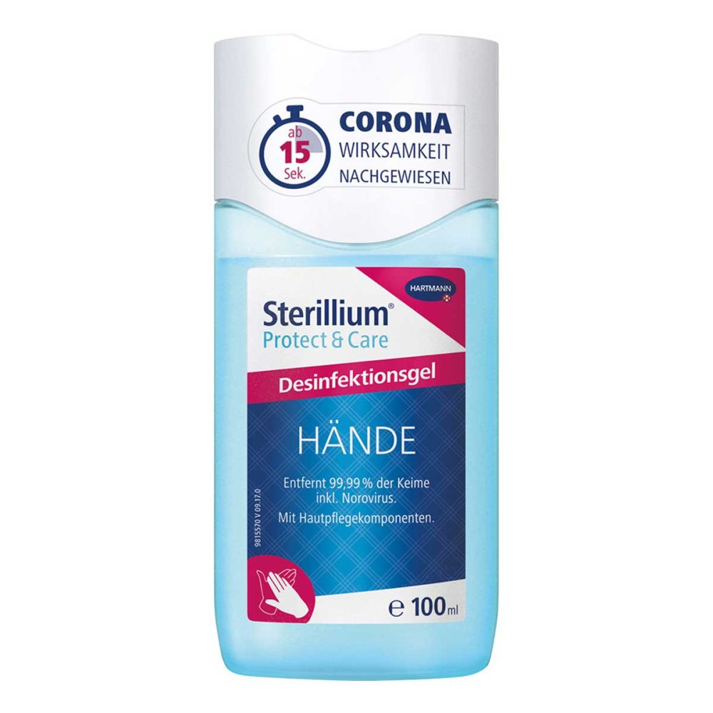Das Produktfoto zeigt Sterillium Protect & Care Hände Gel (100 ml) PZN 13901609