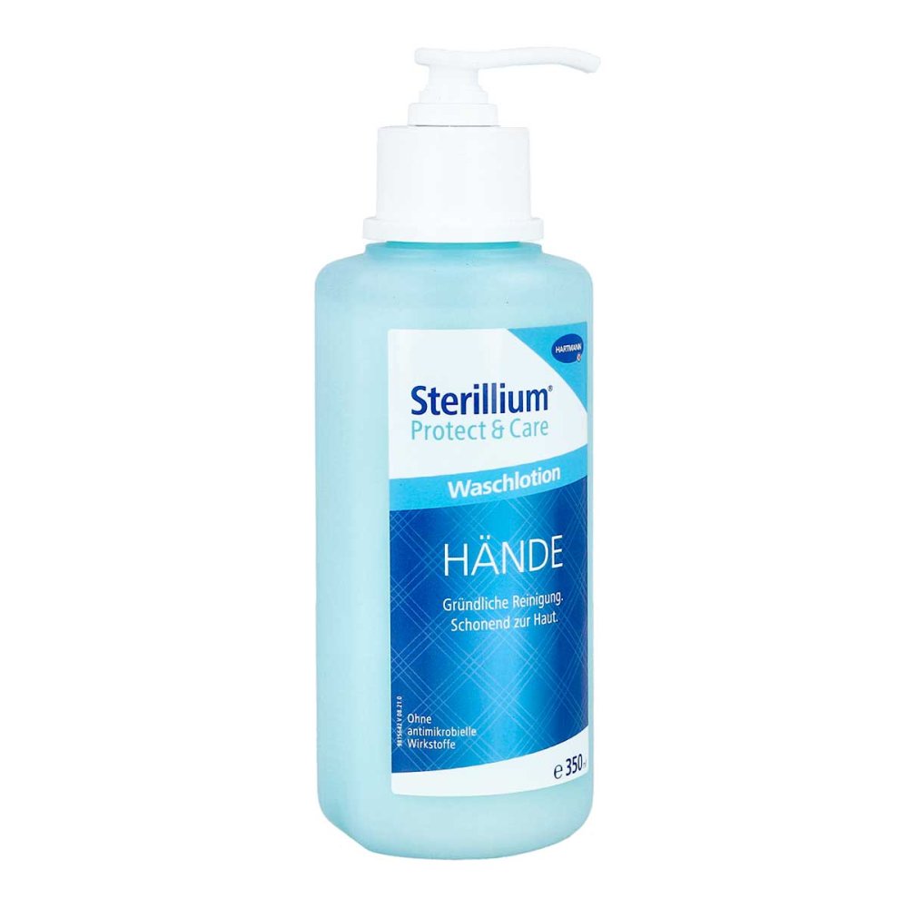 Das Produktfoto zeigt Sterillium Protect & Care Hände Flü.-Seife M.Pumpe (350 ml) PZN 13901638