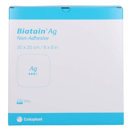 Das Produktfoto zeigt Biatain Ag Schaumverband 20x20 Cm Nicht Haftend (5 stk) PZN 13902632
