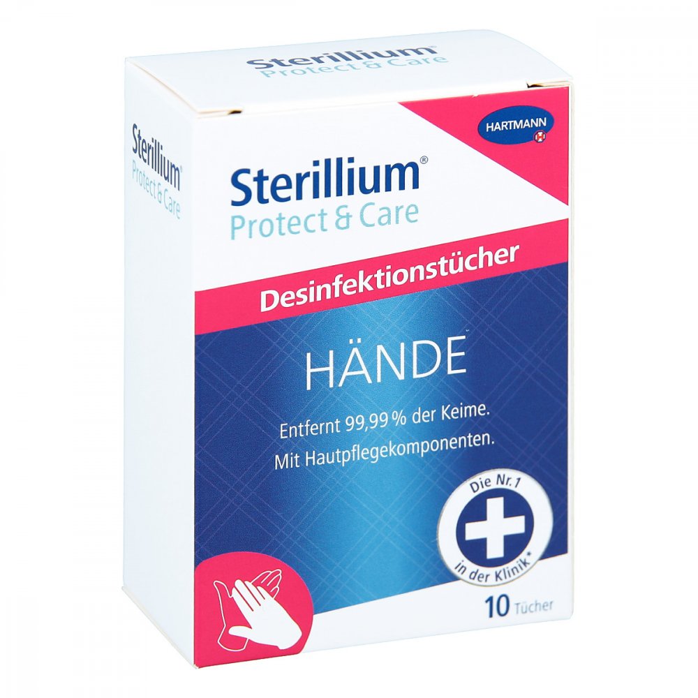 Das Produktfoto zeigt Sterillium Protect & Care Hände Desinfekt.Tücher (10 stk) PZN 13904772