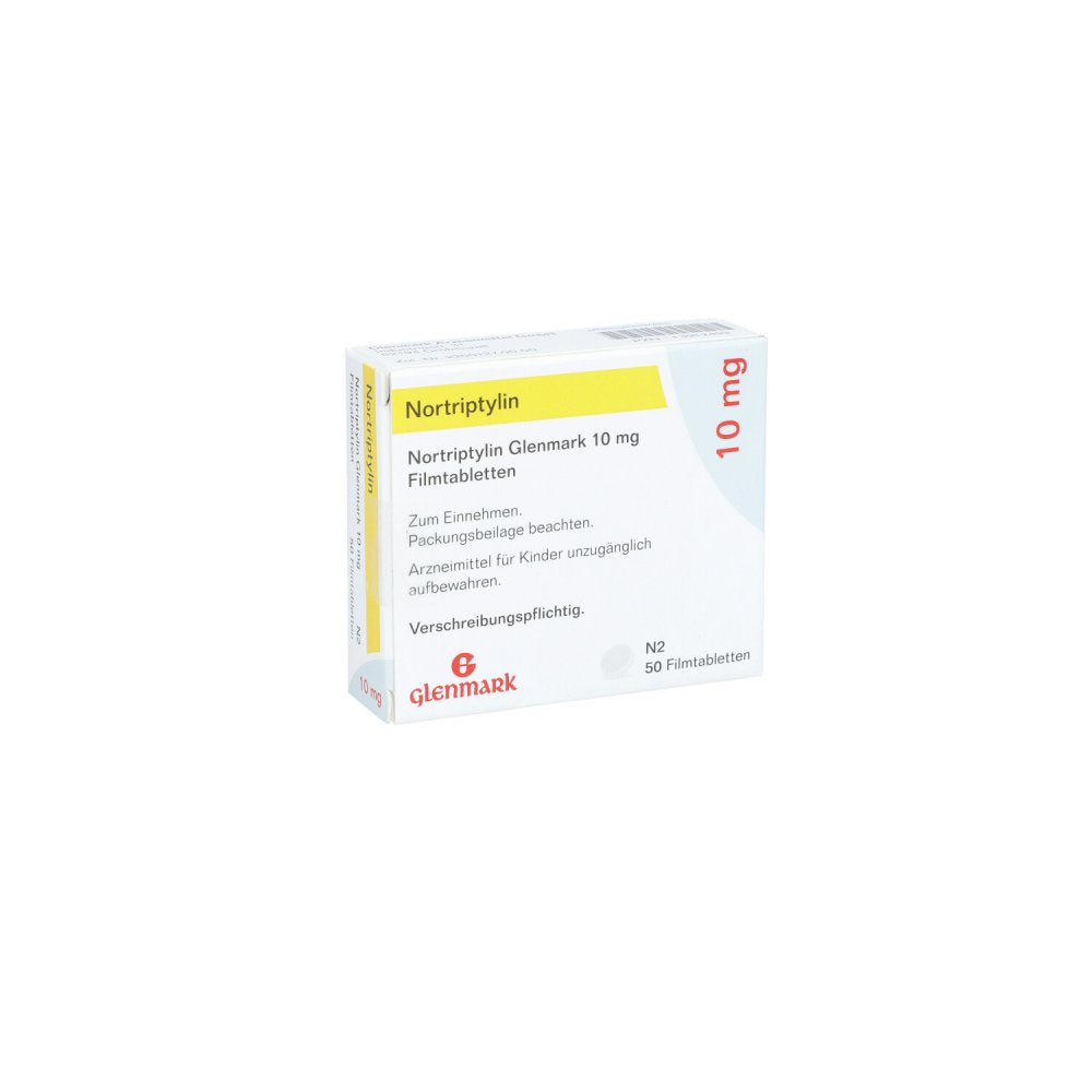 Das Produktfoto zeigt Nortriptylin Glenmark 10 Mg Filmtabletten (50 stk) PZN 13912493