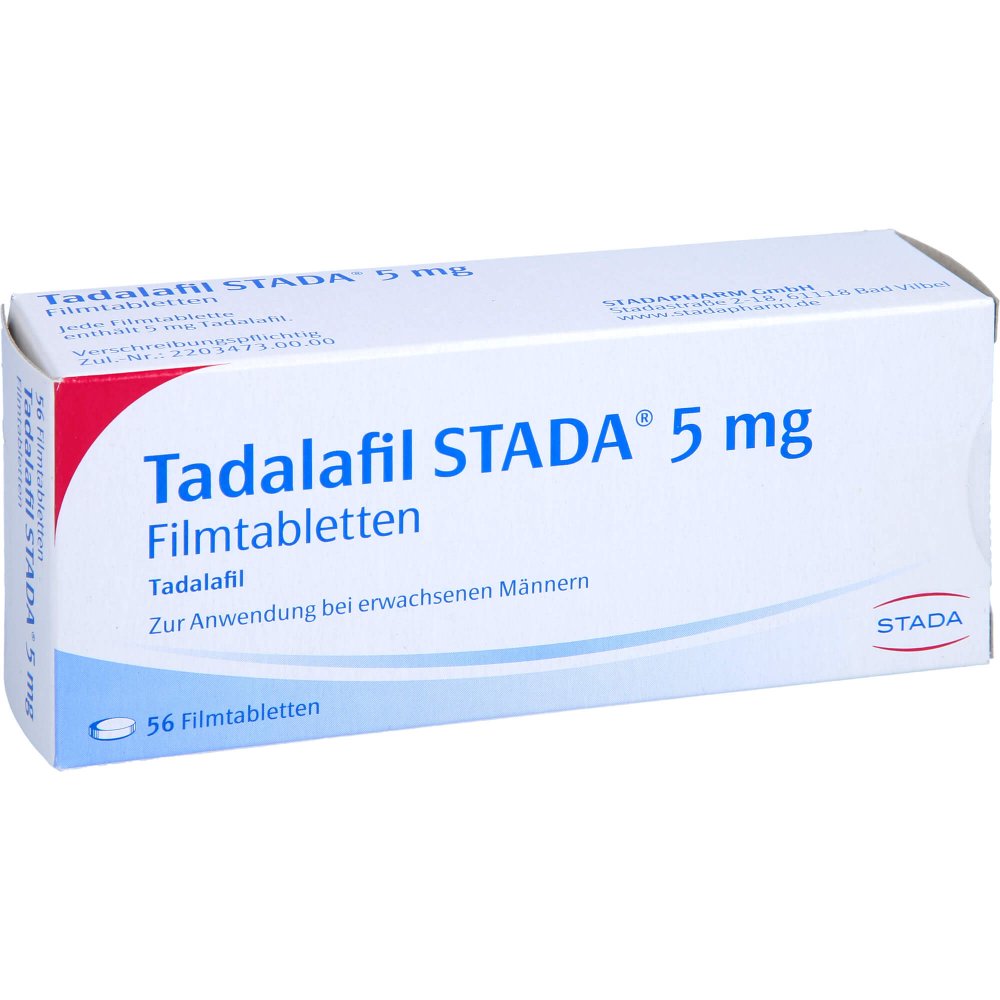 Das Produktfoto zeigt Tadalafil Stada 5 Mg Filmtabletten (56 stk) PZN 13919029