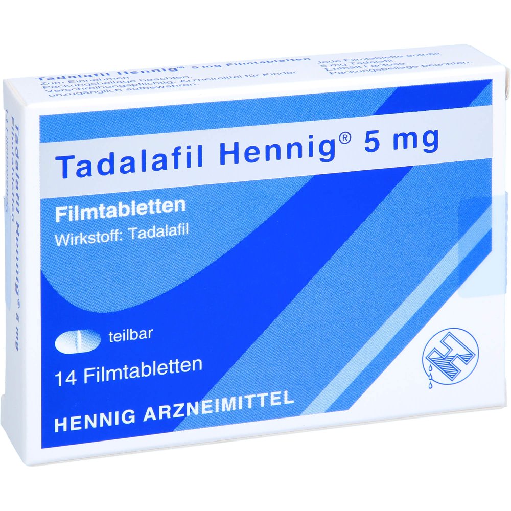Das Produktfoto zeigt Tadalafil Hennig 5 Mg Filmtabletten (14 stk) PZN 13921339