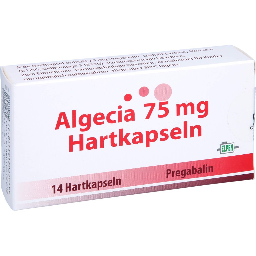 Das Produktfoto zeigt Algecia 75 Mg Hartkapseln (14 stk) PZN 13923918