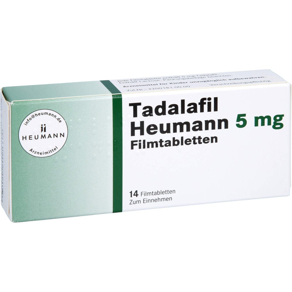 Das Produktfoto zeigt Tadalafil Heumann 5 Mg Filmtabletten (14 stk) PZN 13925739