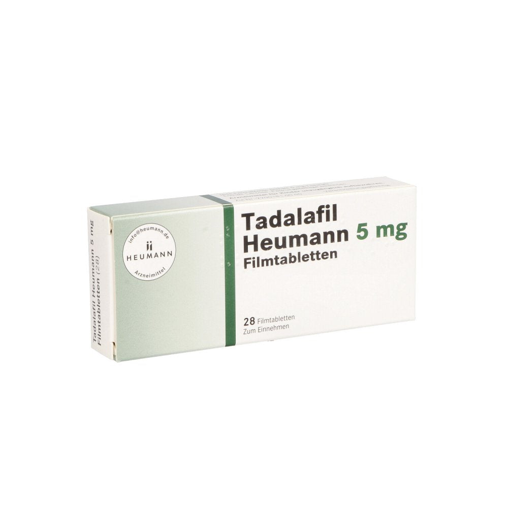 Das Produktfoto zeigt Tadalafil Heumann 5 Mg Filmtabletten (28 stk) PZN 13925745