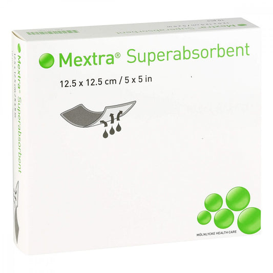 Das Produktfoto zeigt Mextra Superabsorbent Verband 12,5x12,5 Cm (10 stk) PZN 13965880