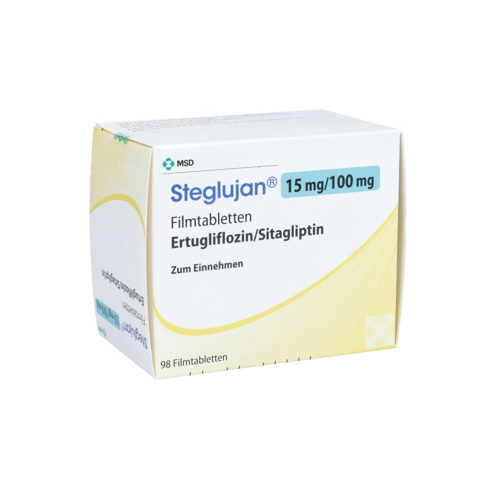 Das Produktfoto zeigt Steglujan 15 Mg/100 Mg Filmtabletten (98 stk) PZN 13966135