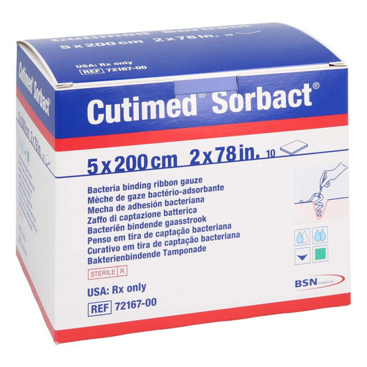 Das Produktfoto zeigt Cutimed Sorbact Tamponaden 5x200 Cm (10 stk) PZN 13972118