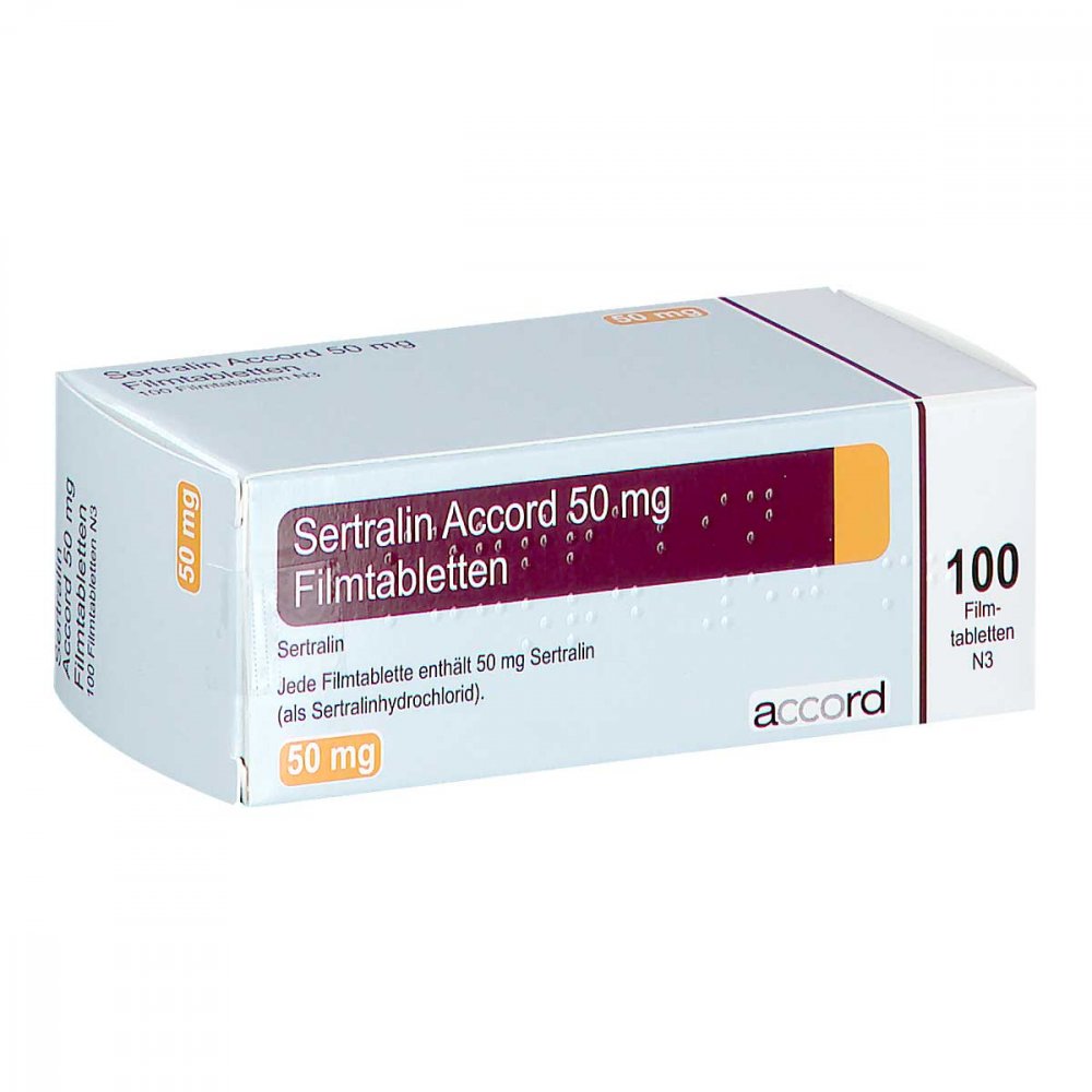 Das Produktfoto zeigt Sertralin Accord 50 Mg Filmtabletten (100 stk) PZN 13979014