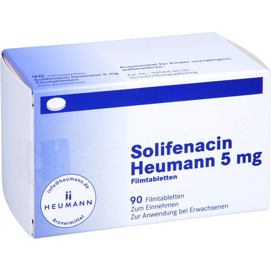 Das Produktfoto zeigt Solifenacin Heumann 5 Mg Filmtabletten (90 stk) PZN 14003597