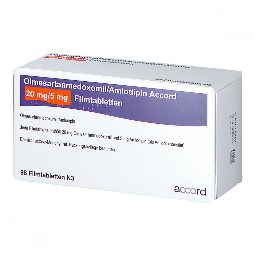 Olmesartanmedoxomil/Amlodipin Accord 20 Mg/5 Mg (98 stk)