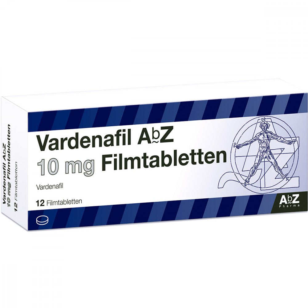 Das Produktfoto zeigt Vardenafil Abz 10 Mg Filmtabletten (12 stk) PZN 14021951