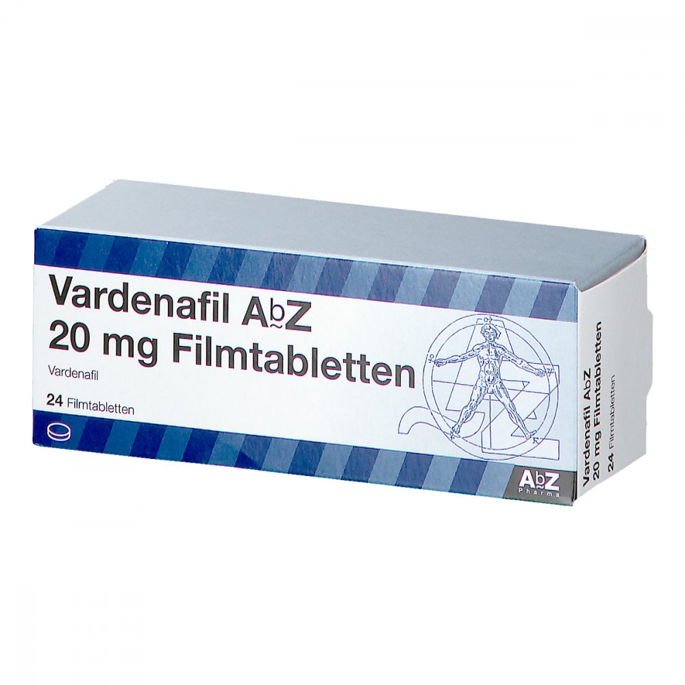 Das Produktfoto zeigt Vardenafil Abz 20 Mg Filmtabletten (24 stk) PZN 14021997