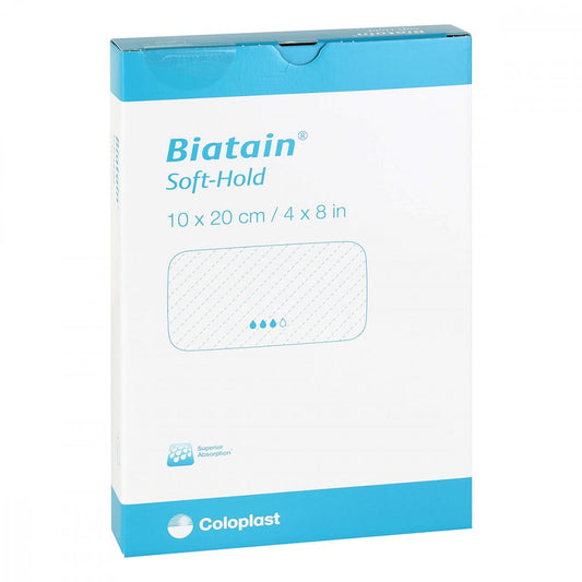 Das Produktfoto zeigt Biatain Schaumverband 10x20 Cm Sanft Haftend (5 stk) PZN 14029616
