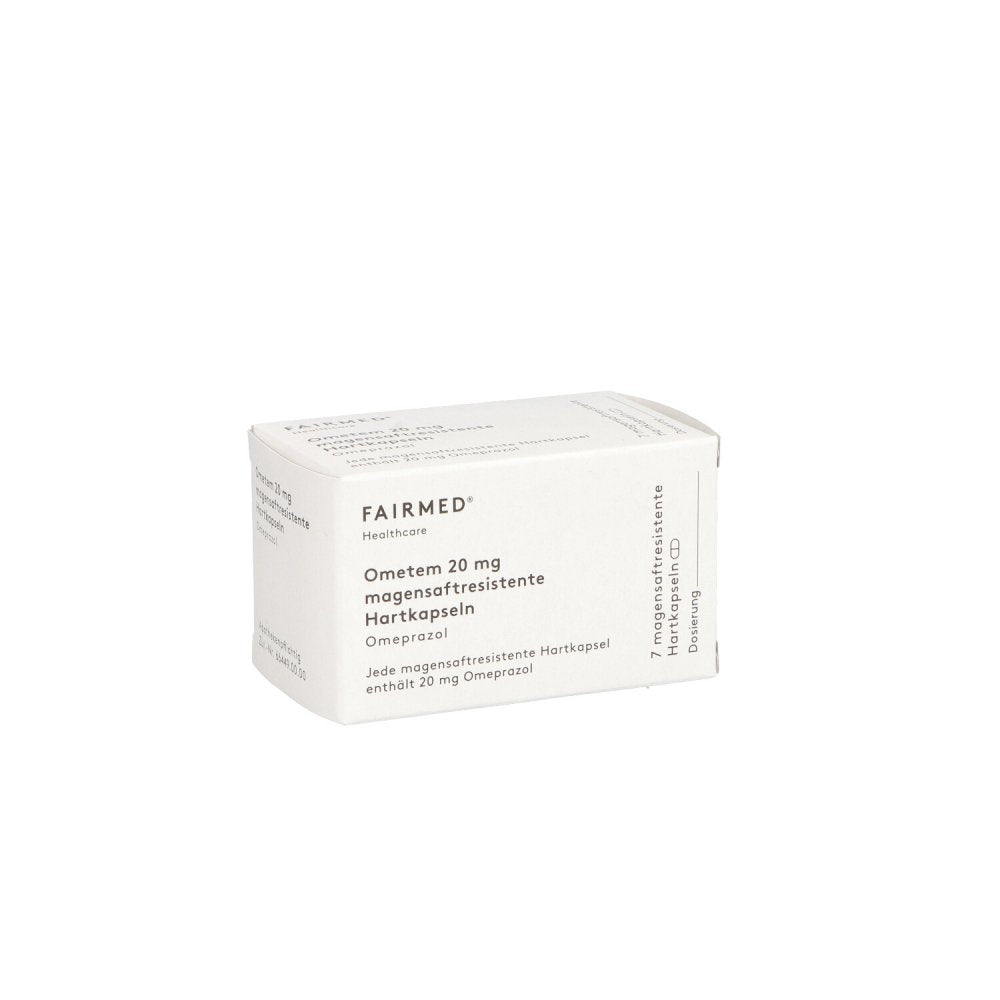 Das Produktfoto zeigt Ometem 20 Mg Magensaftresistente Hartkapseln (7 stk) PZN 14033121