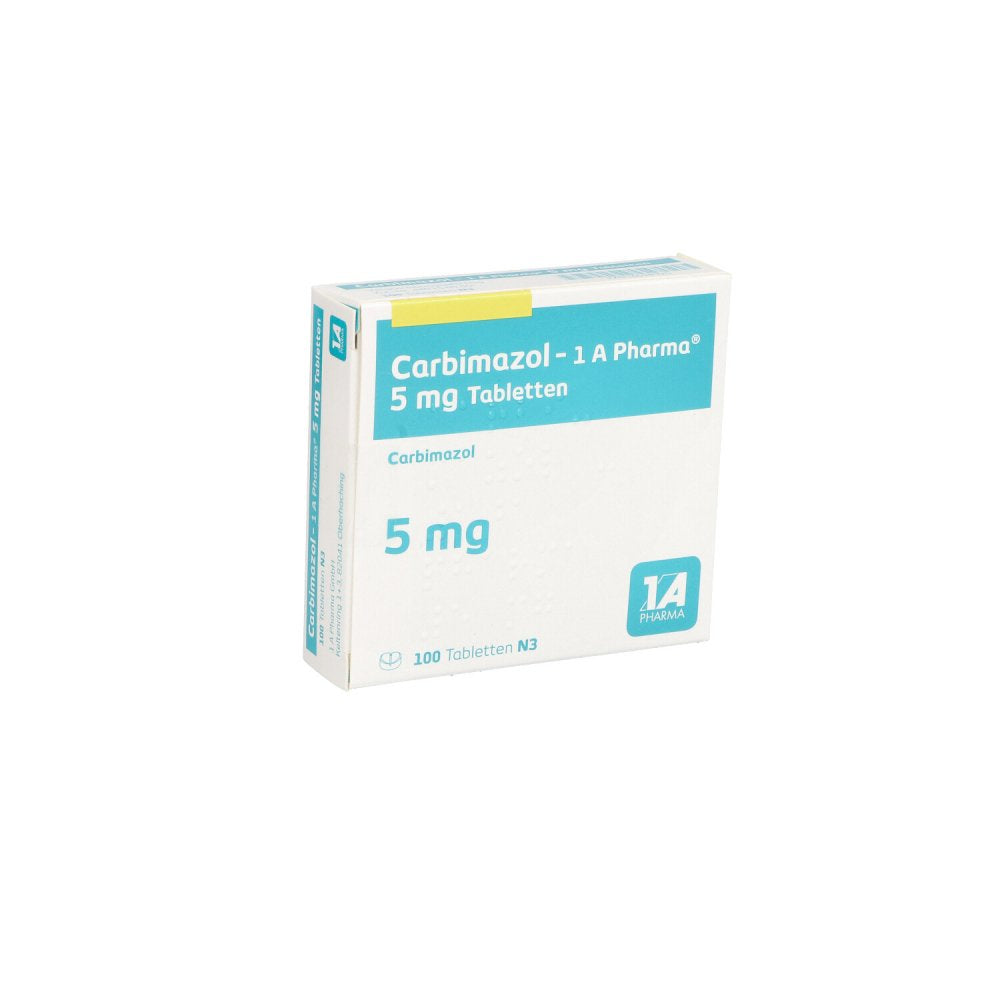 Das Produktfoto zeigt Carbimazol-1a Pharma 5 Mg Tabletten (100 stk) PZN 14038325