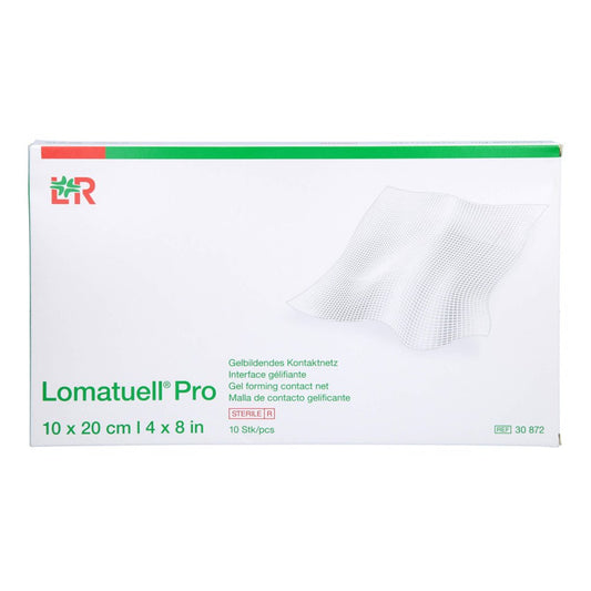 Das Produktfoto zeigt Lomatuell Pro 10x20 Cm Steril (10 stk) PZN 14039193