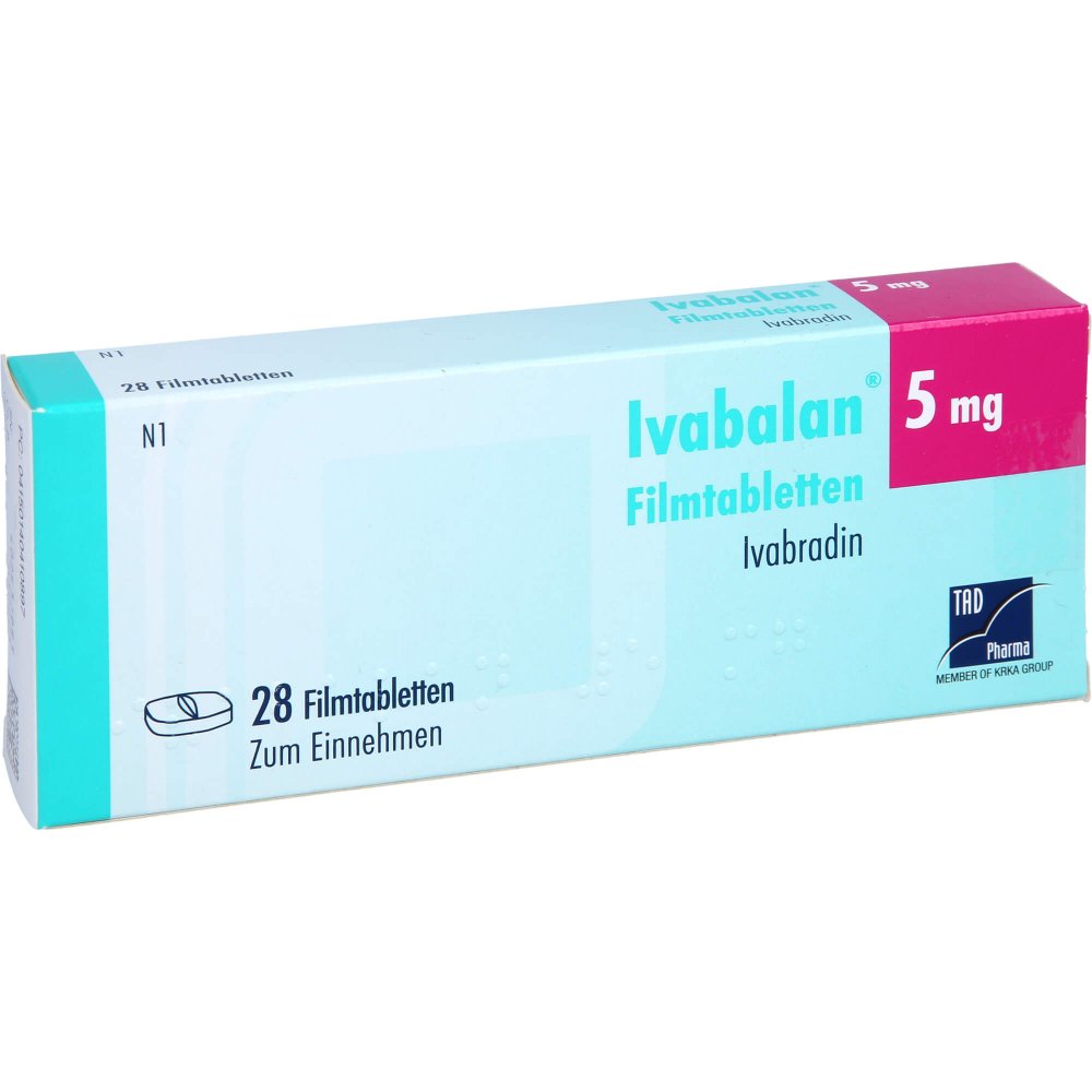 Das Produktfoto zeigt Ivabalan 5 Mg Filmtabletten (28 stk) PZN 14041089