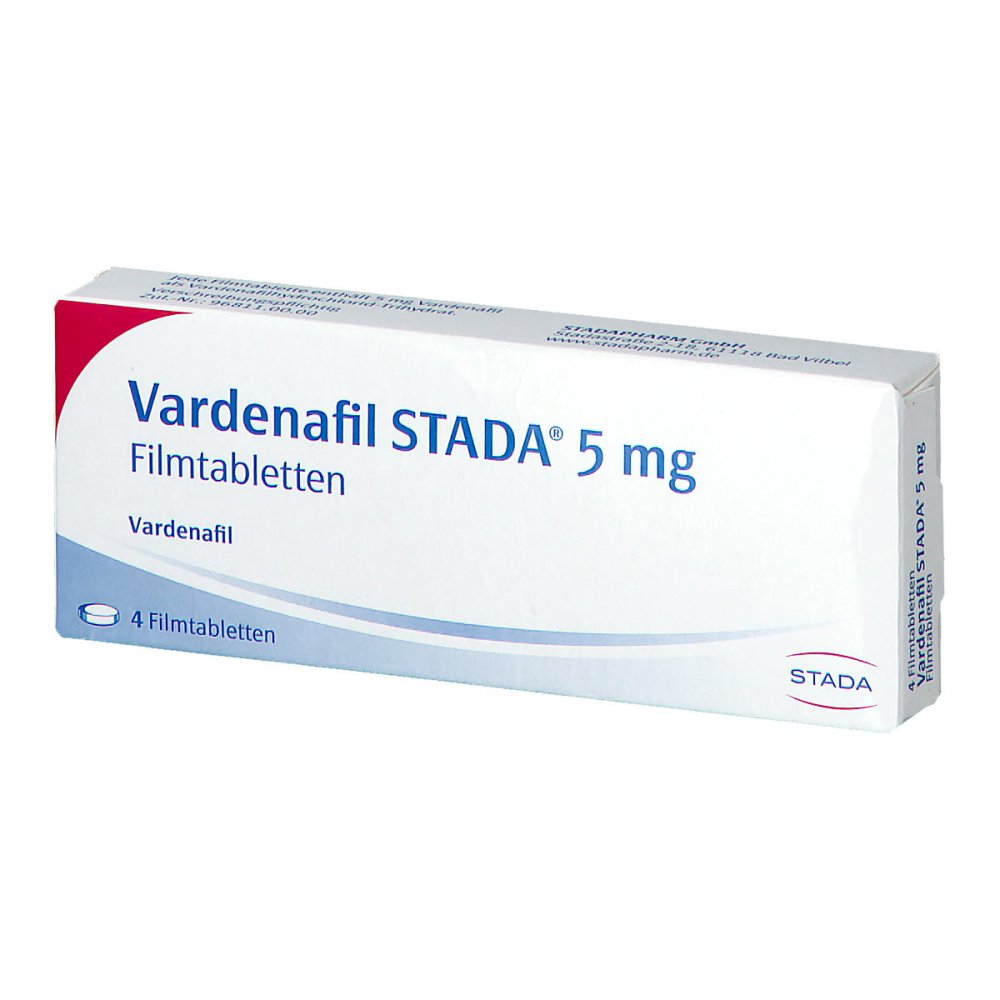 Das Produktfoto zeigt Vardenafil Stada 5 Mg Filmtabletten (4 stk) PZN 14053649