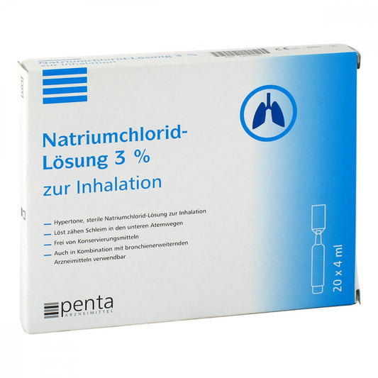 Das Produktfoto zeigt Natriumchlorid-Lösung 3% Zur Inhalation (20X4 ml) PZN 14059801