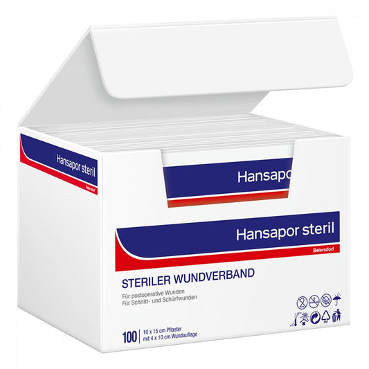 Das Produktfoto zeigt Hansapor Steril Wundverband 10x15 Cm (1 stk) PZN 14062559