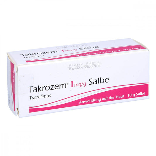 Das Produktfoto zeigt Takrozem 1 Mg/G Salbe (10 g) PZN 14063263