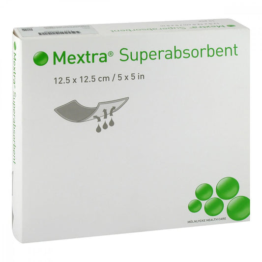 Das Produktfoto zeigt Mextra Superabsorbent Verband 12,5x12,5 Cm (10 stk) PZN 14063636