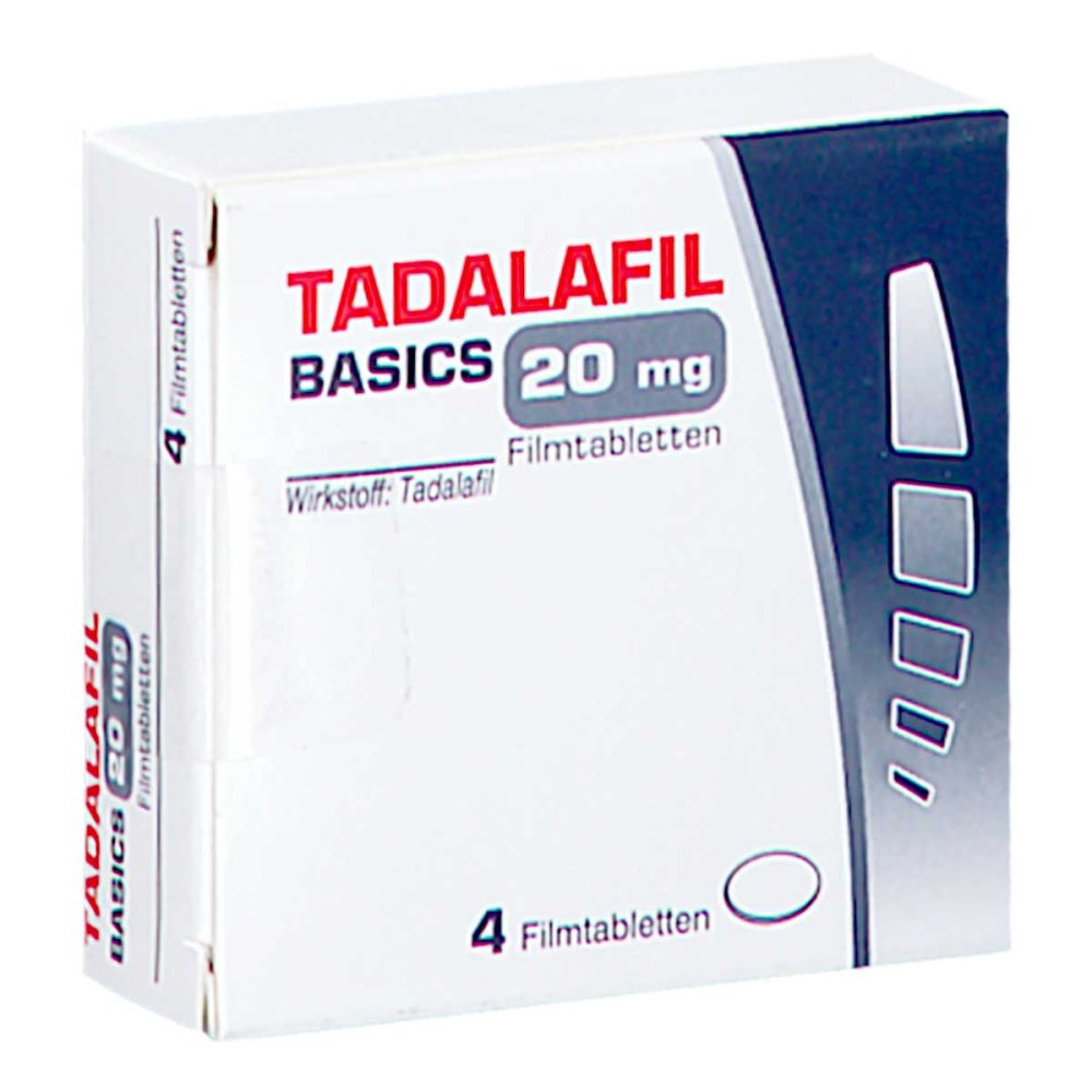 Das Produktfoto zeigt Tadalafil Basics 20 Mg Filmtabletten (4 stk) PZN 14131154