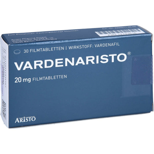 Das Produktfoto zeigt Vardenaristo 20 Mg Filmtabletten (30 stk) PZN 14131616